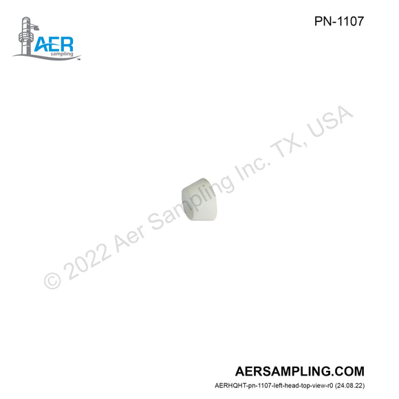 Aer Sampling product image PN-1107 1/4 inch PTFE Front Ferrule viewed from left head top