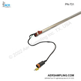 Aer Sampling product image PN-731 miniature probe with heater assembly viewed from right tail top